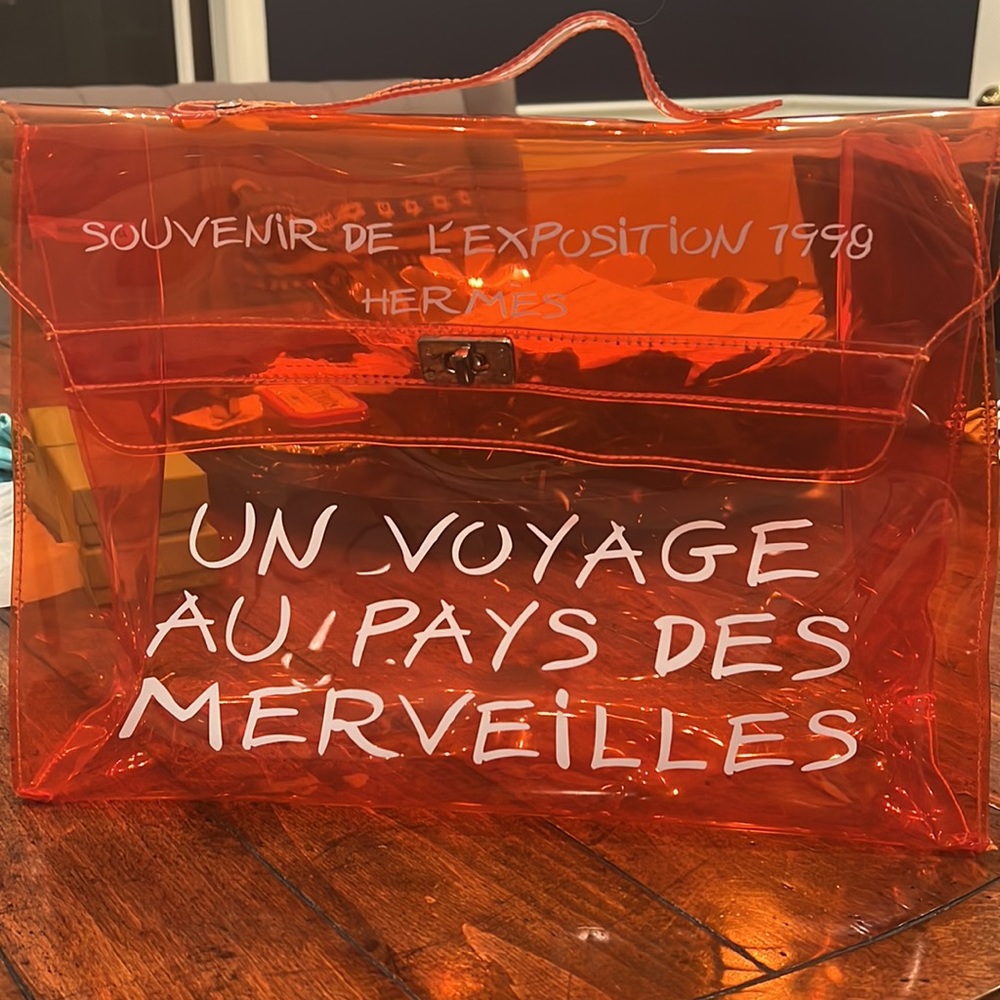 Authentic HERMES orange bag. Souvenir De L’Exposition 1998 Hermes
